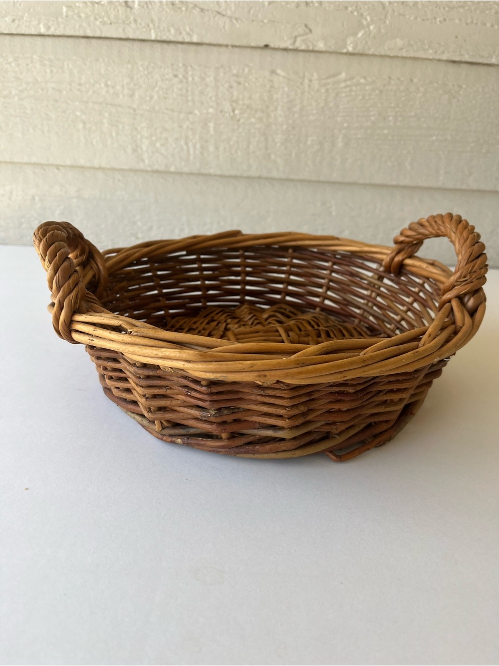 Round Woven Wicker Rattan Serving Basket - Brown